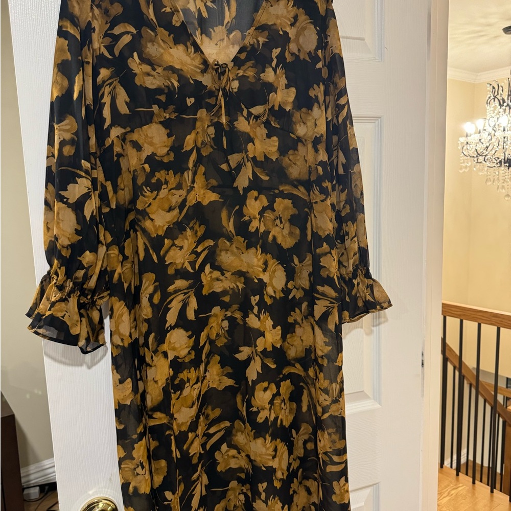 Floral Black and Gold Women's Dress